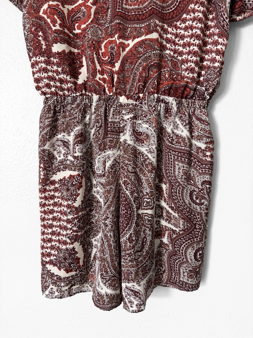 Nasty Gal Burgundy Paisley Tie Front Romper Western Boho Festival Womens Size 10 - Picture 7 of 16